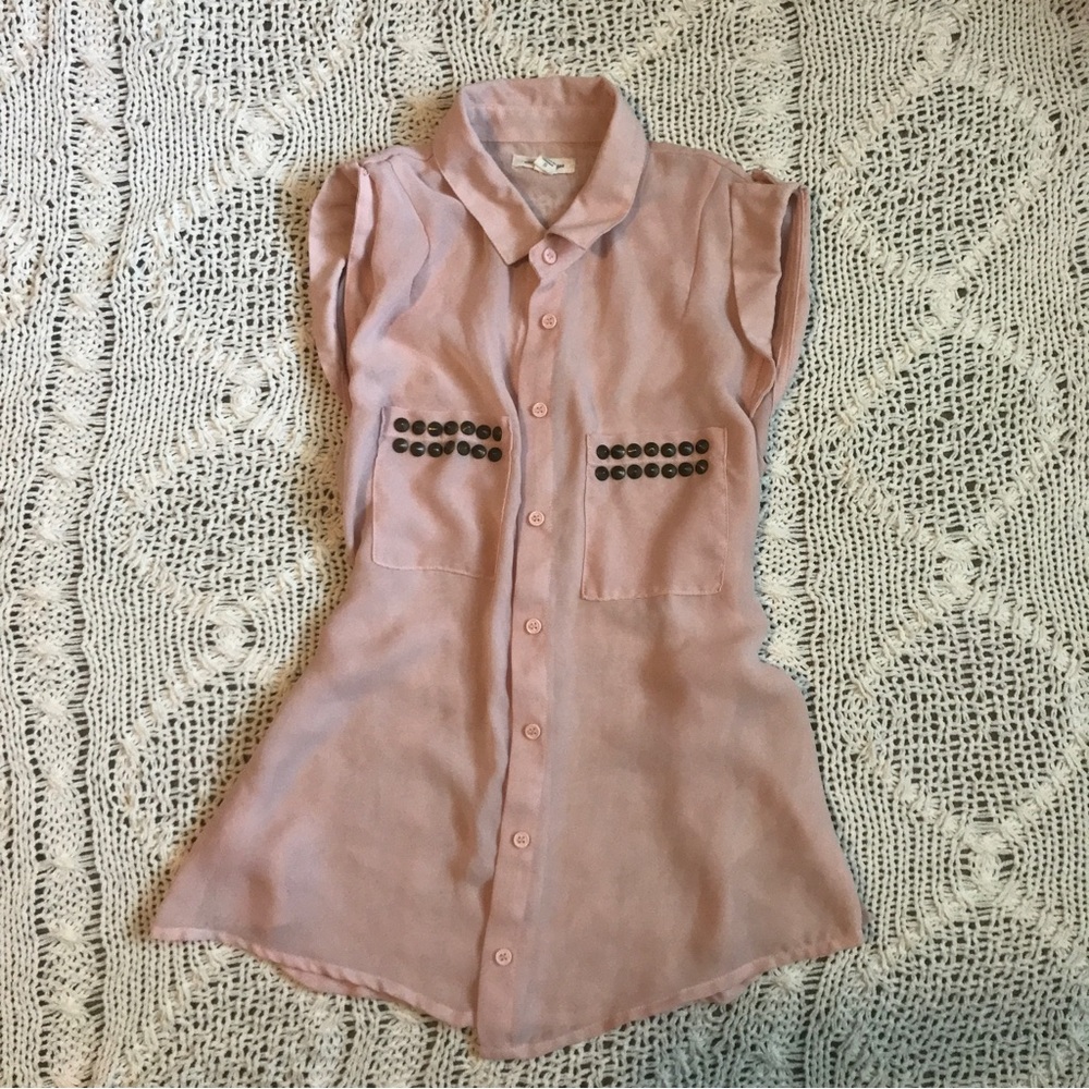 Sheer pink button down